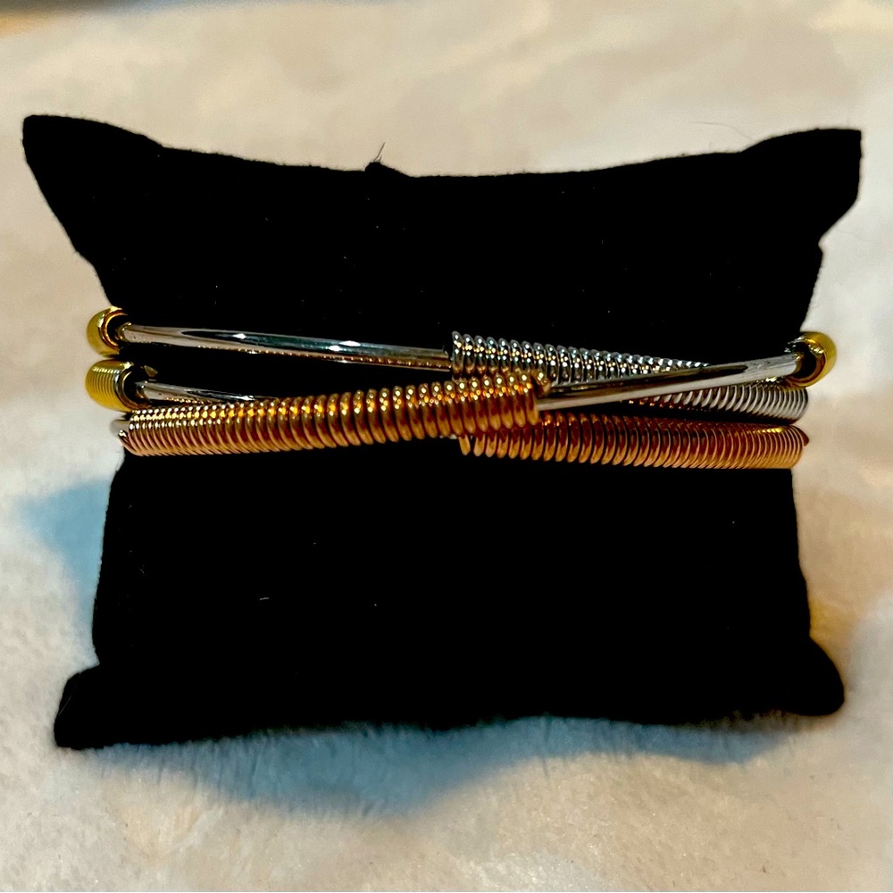 Stainless steel tricolor bangle bracelets